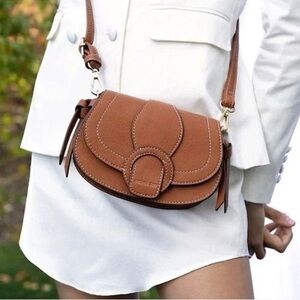 Rachel Zoe Crossbody Tan Convertible Hip Shoulder Vegan Leather Bag NEW